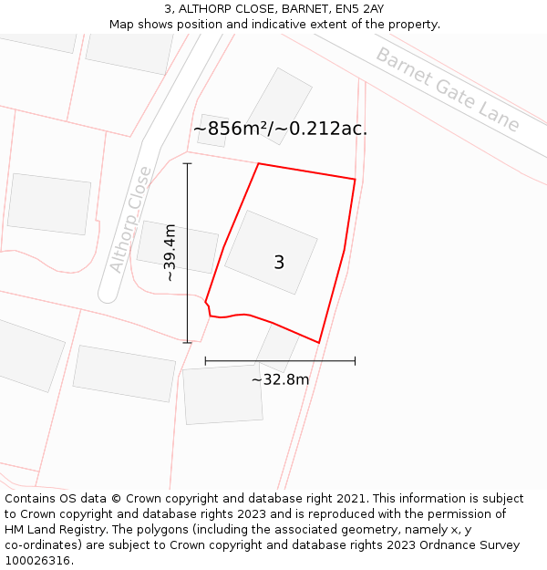 3, ALTHORP CLOSE, BARNET, EN5 2AY: Plot and title map