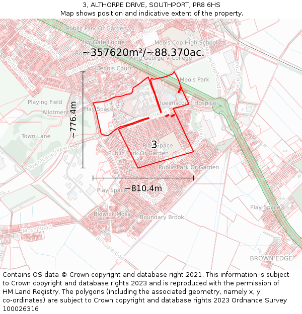 3, ALTHORPE DRIVE, SOUTHPORT, PR8 6HS: Plot and title map