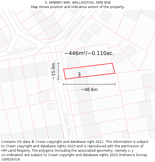 3, AMBREY WAY, WALLINGTON, SM6 9NE: Plot and title map