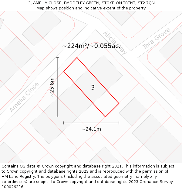 3, AMELIA CLOSE, BADDELEY GREEN, STOKE-ON-TRENT, ST2 7QN: Plot and title map