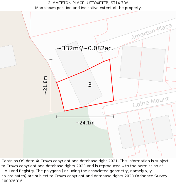 3, AMERTON PLACE, UTTOXETER, ST14 7RA: Plot and title map