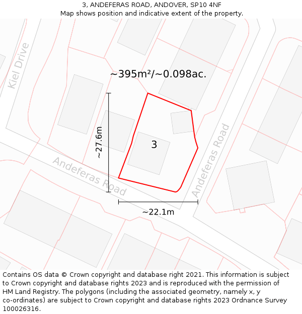 3, ANDEFERAS ROAD, ANDOVER, SP10 4NF: Plot and title map