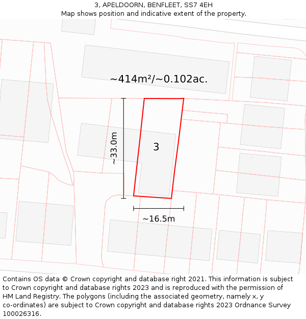 3, APELDOORN, BENFLEET, SS7 4EH: Plot and title map