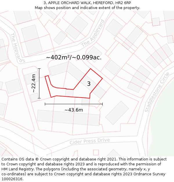 3, APPLE ORCHARD WALK, HEREFORD, HR2 6RP: Plot and title map
