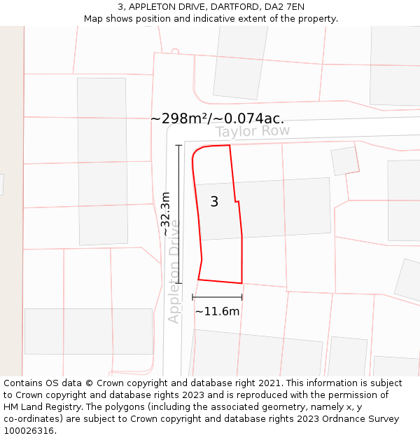 3, APPLETON DRIVE, DARTFORD, DA2 7EN: Plot and title map