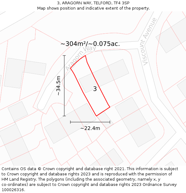 3, ARAGORN WAY, TELFORD, TF4 3SP: Plot and title map