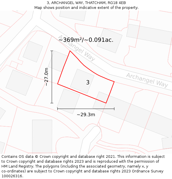 3, ARCHANGEL WAY, THATCHAM, RG18 4EB: Plot and title map