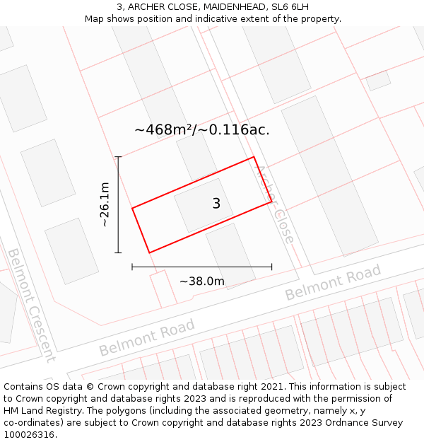 3, ARCHER CLOSE, MAIDENHEAD, SL6 6LH: Plot and title map