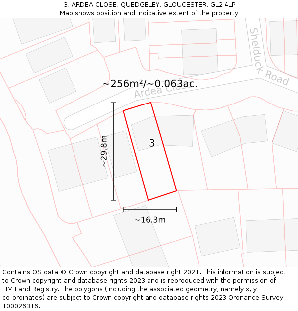 3, ARDEA CLOSE, QUEDGELEY, GLOUCESTER, GL2 4LP: Plot and title map