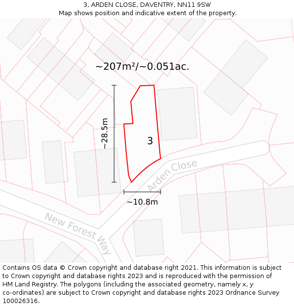 3, ARDEN CLOSE, DAVENTRY, NN11 9SW: Plot and title map