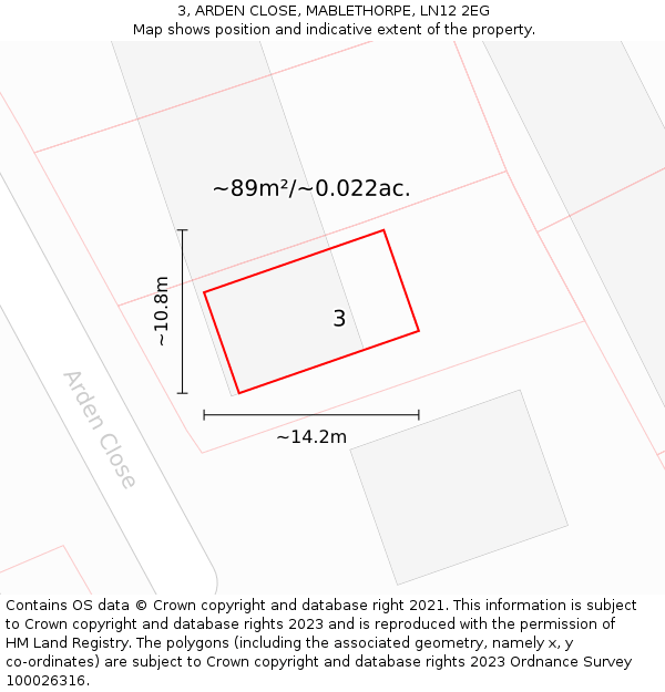 3, ARDEN CLOSE, MABLETHORPE, LN12 2EG: Plot and title map