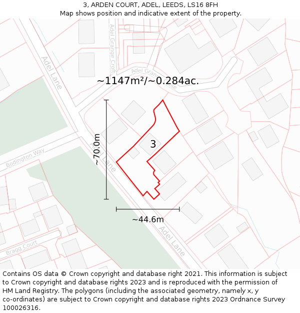 3, ARDEN COURT, ADEL, LEEDS, LS16 8FH: Plot and title map