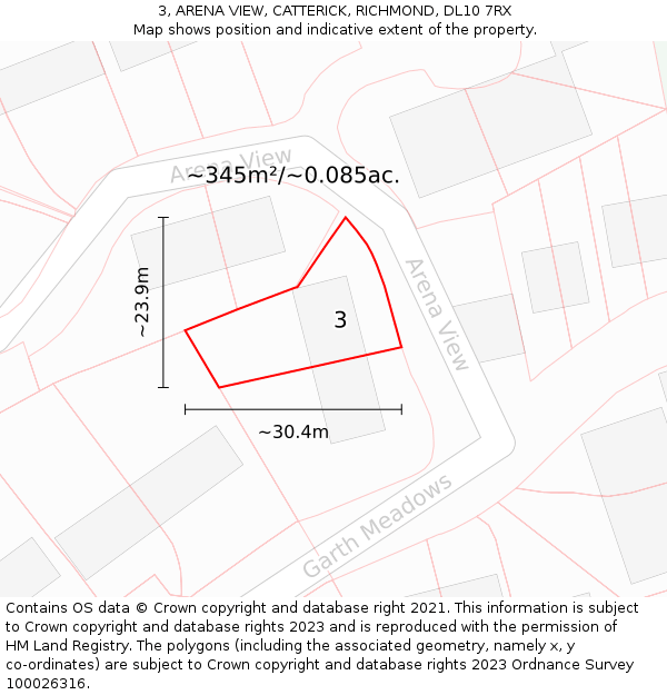 3, ARENA VIEW, CATTERICK, RICHMOND, DL10 7RX: Plot and title map