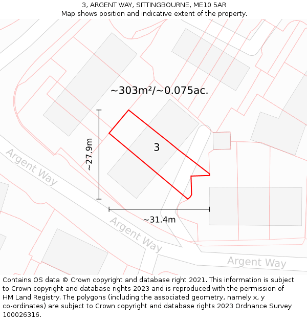 3, ARGENT WAY, SITTINGBOURNE, ME10 5AR: Plot and title map
