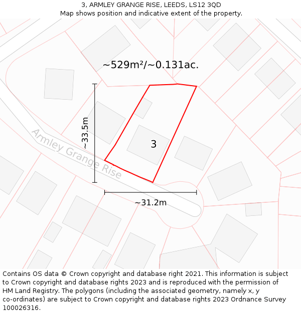 3, ARMLEY GRANGE RISE, LEEDS, LS12 3QD: Plot and title map