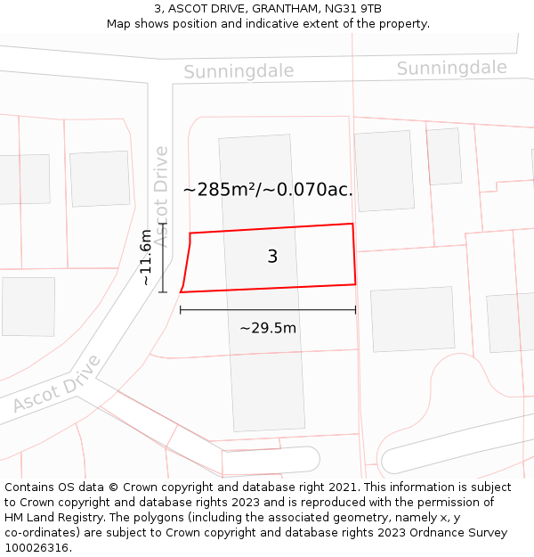 3, ASCOT DRIVE, GRANTHAM, NG31 9TB: Plot and title map