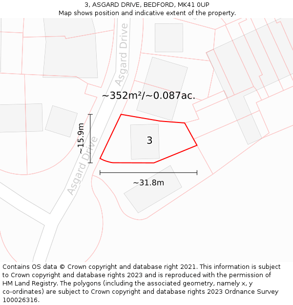 3, ASGARD DRIVE, BEDFORD, MK41 0UP: Plot and title map