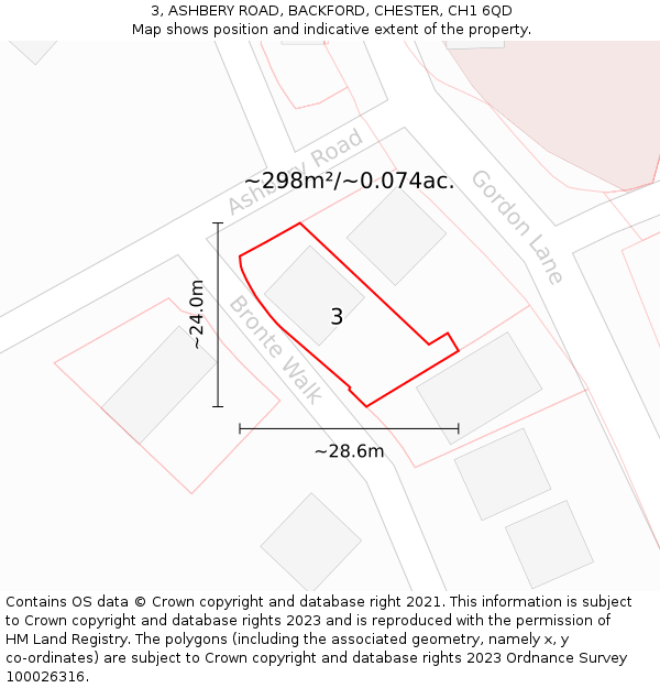3, ASHBERY ROAD, BACKFORD, CHESTER, CH1 6QD: Plot and title map