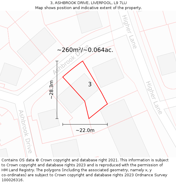3, ASHBROOK DRIVE, LIVERPOOL, L9 7LU: Plot and title map
