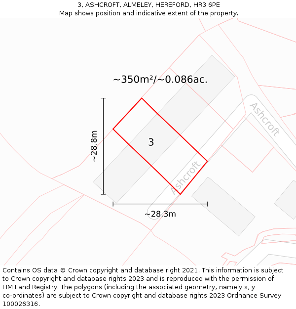 3, ASHCROFT, ALMELEY, HEREFORD, HR3 6PE: Plot and title map