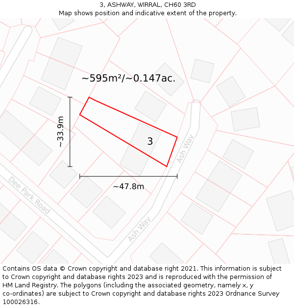 3, ASHWAY, WIRRAL, CH60 3RD: Plot and title map