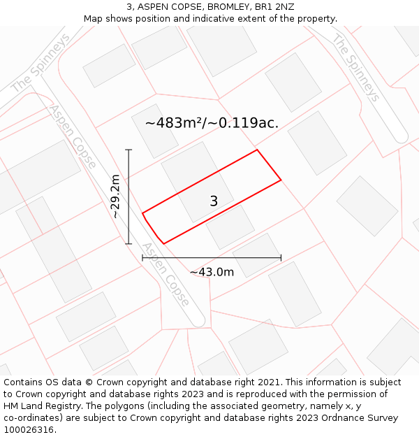 3, ASPEN COPSE, BROMLEY, BR1 2NZ: Plot and title map