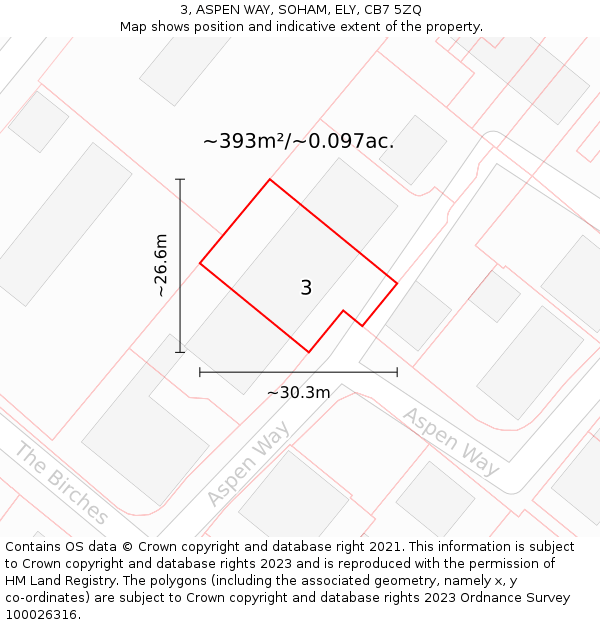 3, ASPEN WAY, SOHAM, ELY, CB7 5ZQ: Plot and title map