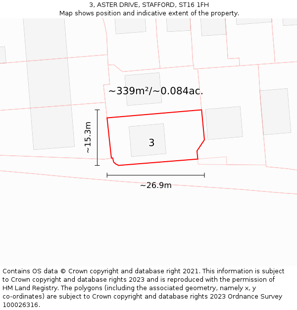 3, ASTER DRIVE, STAFFORD, ST16 1FH: Plot and title map