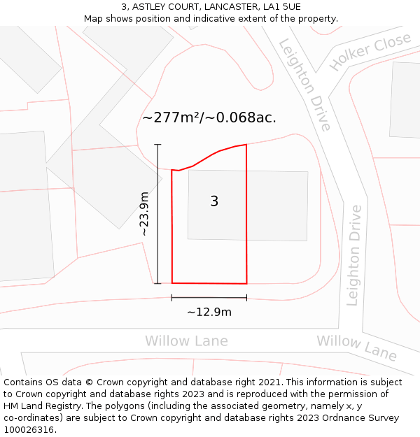 3, ASTLEY COURT, LANCASTER, LA1 5UE: Plot and title map