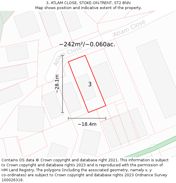 3, ATLAM CLOSE, STOKE-ON-TRENT, ST2 8NN: Plot and title map
