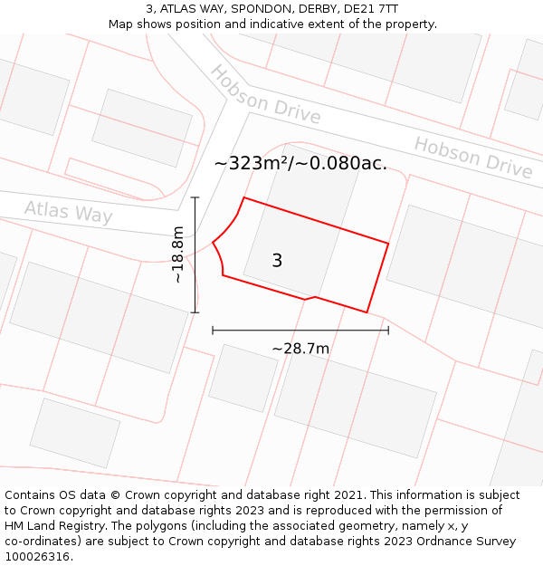 3, ATLAS WAY, SPONDON, DERBY, DE21 7TT: Plot and title map