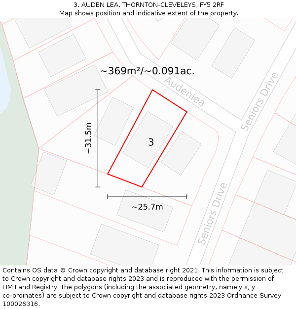 3, AUDEN LEA, THORNTON-CLEVELEYS, FY5 2RF: Plot and title map