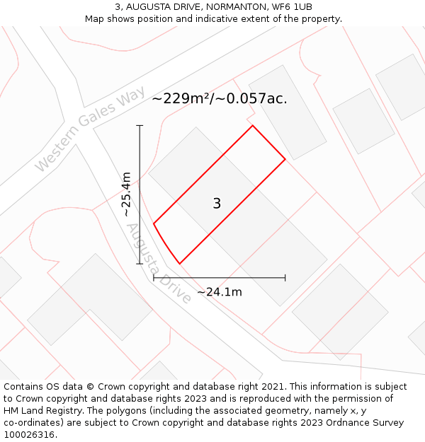 3, AUGUSTA DRIVE, NORMANTON, WF6 1UB: Plot and title map