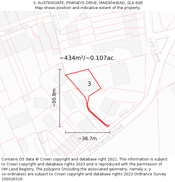 3, AUSTINSGATE, PINKNEYS DRIVE, MAIDENHEAD, SL6 6QE: Plot and title map