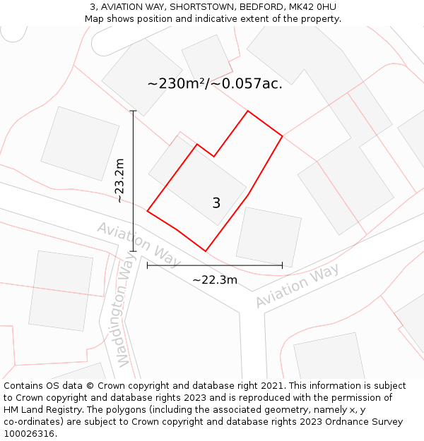 3, AVIATION WAY, SHORTSTOWN, BEDFORD, MK42 0HU: Plot and title map