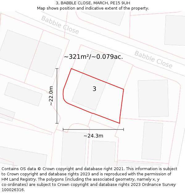 3, BABBLE CLOSE, MARCH, PE15 9UH: Plot and title map