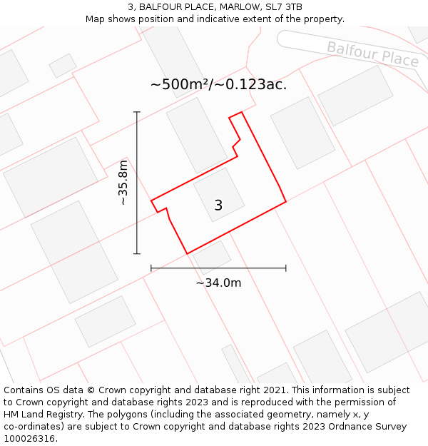 3, BALFOUR PLACE, MARLOW, SL7 3TB: Plot and title map