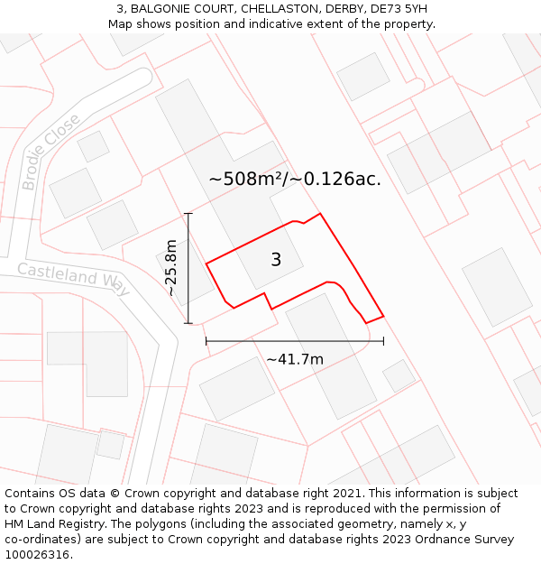 3, BALGONIE COURT, CHELLASTON, DERBY, DE73 5YH: Plot and title map