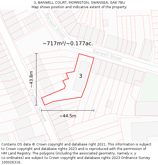 3, BANWELL COURT, MORRISTON, SWANSEA, SA6 7BU: Plot and title map