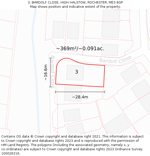 3, BARDOLF CLOSE, HIGH HALSTOW, ROCHESTER, ME3 8GP: Plot and title map