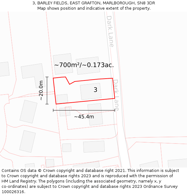 3, BARLEY FIELDS, EAST GRAFTON, MARLBOROUGH, SN8 3DR: Plot and title map