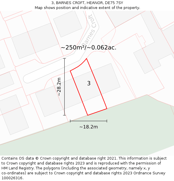 3, BARNES CROFT, HEANOR, DE75 7SY: Plot and title map