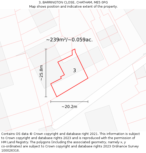 3, BARRINGTON CLOSE, CHATHAM, ME5 0PG: Plot and title map