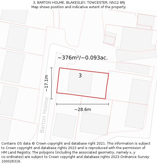 3, BARTON HOLME, BLAKESLEY, TOWCESTER, NN12 8RJ: Plot and title map