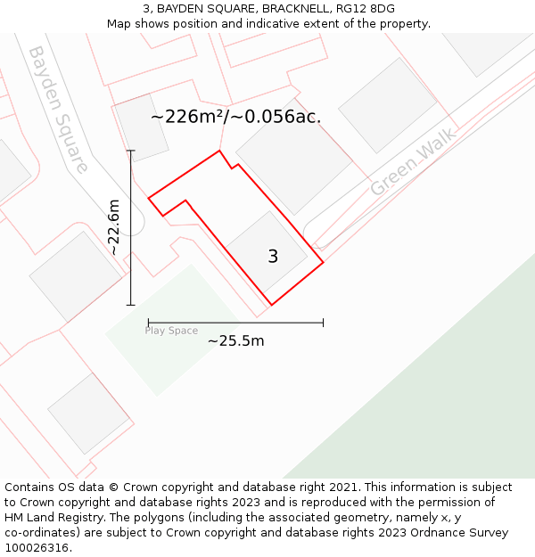 3, BAYDEN SQUARE, BRACKNELL, RG12 8DG: Plot and title map