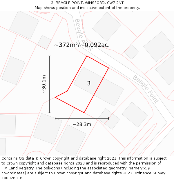 3, BEAGLE POINT, WINSFORD, CW7 2NT: Plot and title map