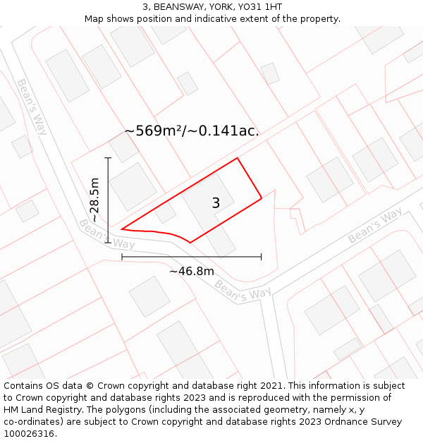 3, BEANSWAY, YORK, YO31 1HT: Plot and title map