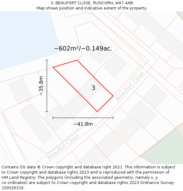 3, BEAUFORT CLOSE, RUNCORN, WA7 4AB: Plot and title map