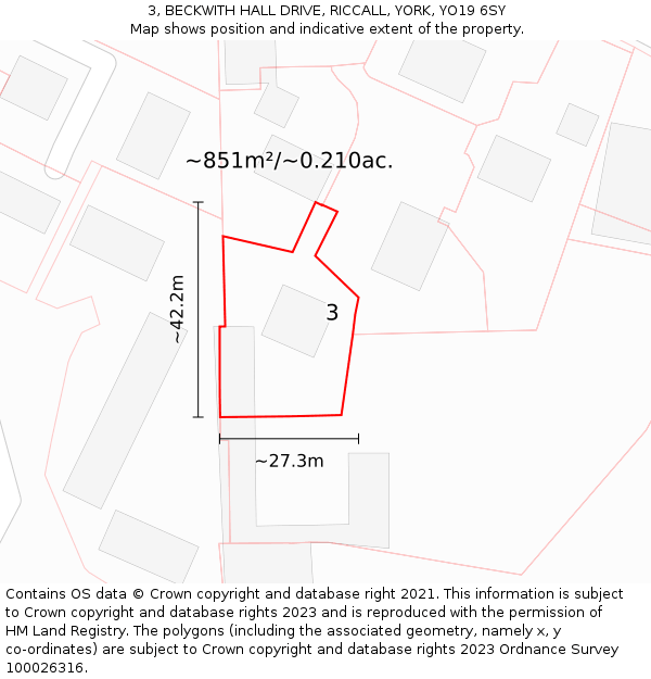 3, BECKWITH HALL DRIVE, RICCALL, YORK, YO19 6SY: Plot and title map