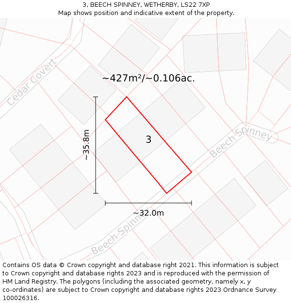 3, BEECH SPINNEY, WETHERBY, LS22 7XP: Plot and title map